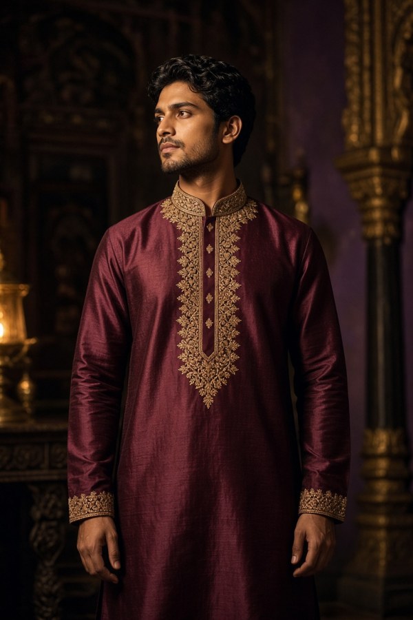 Embroidered Silk Panjabi