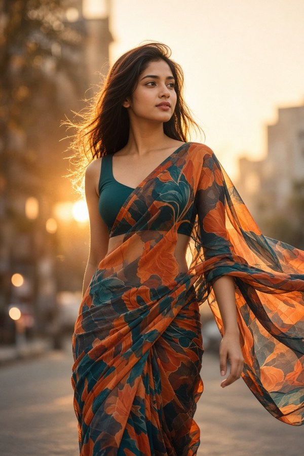 Printed Georgette Saree